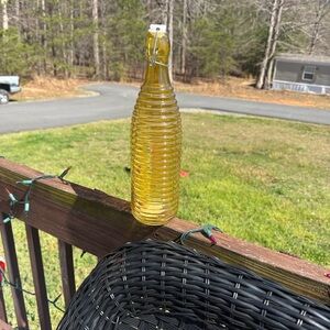 Yellow Ribbed Glass Bottle with Swing Top